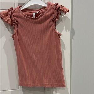 Janie & Jack ribbed ruffle sleeve top, size 5